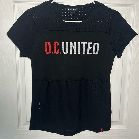 DC United Tops - DC United MLS Soccer The Wild Collective Black Perforated Mesh Top Size Medium
